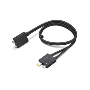 Lenovo | Thunderbolt cable | 24 pin USB-C | Slim Tip | Black | 24 pin USB-C/power DC jack | 0.7 m